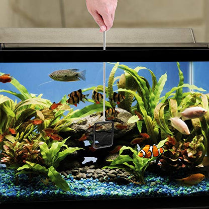 Mogoko Aquarium Fish Net, 10.8" x 16.3" Rectangular Fish Net with 5.5"-16.3" Extendable Telescopic Plastic Handle, Fine Mesh Nylon Fish Tank Accessory - size: 2.8 inch