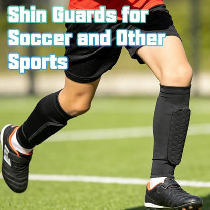 Soccer Shin Guards, Shin Defenders for Kids Youth Adult Ski Shin Guards Pads for 2-18 Years Old Calf Compression Sleeve with Honeycomb Pads, Lightweight Calf Protective Gear for Football - size: Large