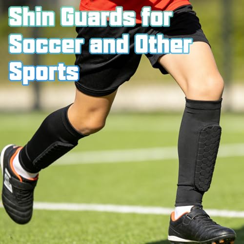 Soccer Shin Guards, Shin Defenders for Kids Youth Adult Ski Shin Guards Pads for 2-18 Years Old Calf Compression Sleeve with Honeycomb Pads, Lightweight Calf Protective Gear for Football - size: X-Large