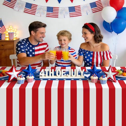 3 Pack Patriotic Tablecloths,American Flag Tablecloth,Patriotic Decorations - color: Red