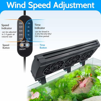 Upgrade Aquarium Fan with Memory Function,Fish Tank Cooling Fan,Aquarium Cooler Water Chiller for Axolotl Betta Fish Accessories with Adjustable Speed and Timer(3 fan) - size: 3 fan
