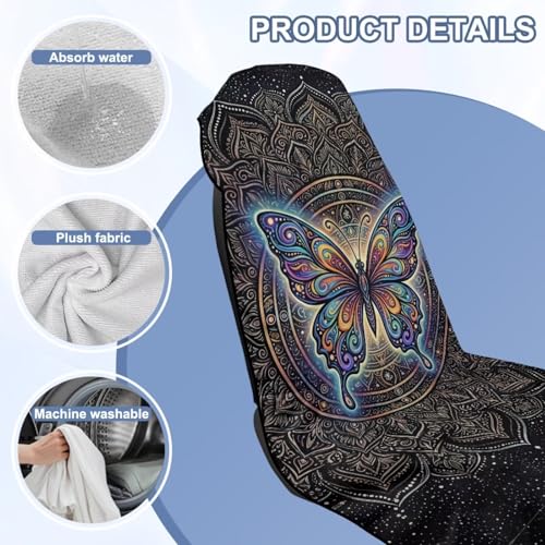 Boho Butterfly Print Towel Automotive Seat Covers Galaxy Print Athletic Towels for Car Seats with Storage Bag Absorbent Microfiber Towels Universal Fit Truck Sedan SUV - color: Black-Boho Butterfly Galaxy
