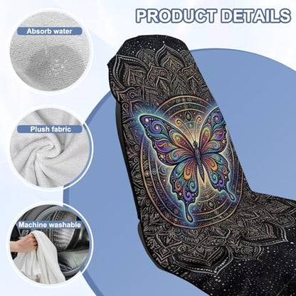 Boho Butterfly Print Towel Automotive Seat Covers Galaxy Print Athletic Towels for Car Seats with Storage Bag Absorbent Microfiber Towels Universal Fit Truck Sedan SUV - color: Black-Boho Butterfly Galaxy