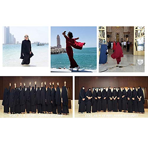 EDITHA Women's Muslim Prayer Dress Hijab Scarf Islamic Abaya Dress Two-Piece Full Length Dress M Green