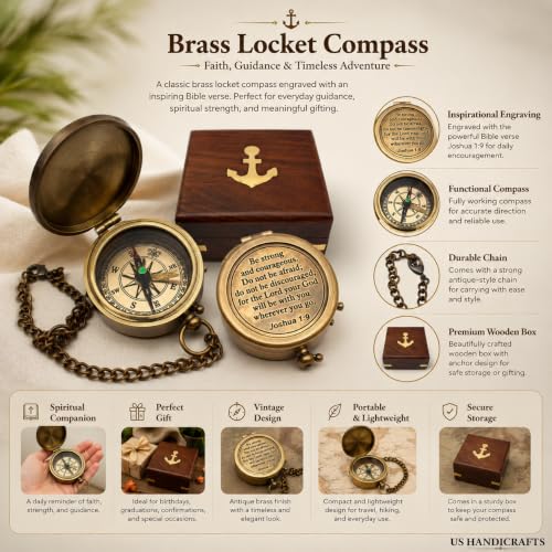 Compass with Stamped Wooden Case - style: Style 1