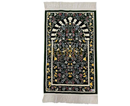 Thick Floral Rawda Beautiful Prayer/Wall Mat Janamaz Musallah Rug-1100-1300g