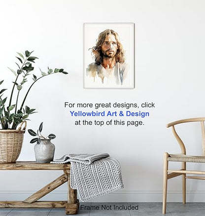 Jesus Christ Christian Wall Decor - Jesus Poster, Picture, Painting - Religious Wall Art - inspiring Christian Gifts for Women, Men - Spirituality Inspiration, Prayer, Psalms, Blessing Art Print