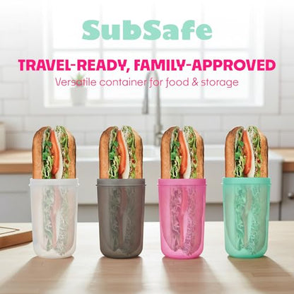 SubSafe 3-Piece Sub Sandwich Container, Hot Pink - As Seen on Shark Tank - Waterproof, Crushproof, BPA-Free Food Storage that Floats - Fits 6 & 12 in Subs - Great for Travel, Beach, Camping - color: Hot Pink 3 piece