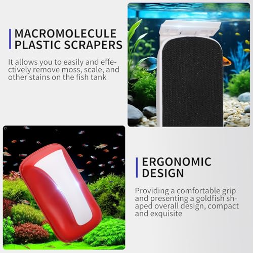 Aquarium Magnetic Brush Fish Tank Cleaner,Fish Glass Cleaner Algae Tool,Double Side Floating Algae Cleaning Tool,Two Algae Scraper,Easy to Clean,Suitable for 1/3 to 5/8 Inch Fish Tank(Medium) - size: M for Glass Thickness：1/3"-5/8"
