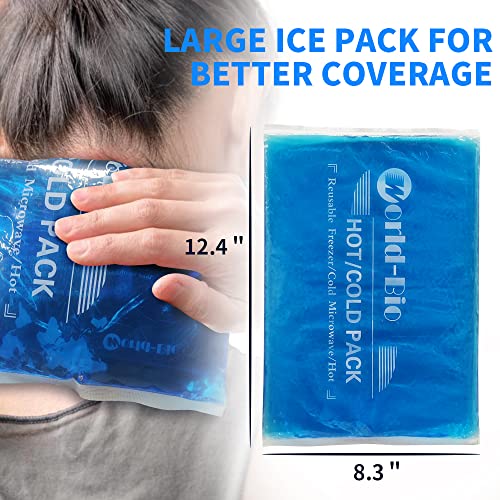 Extra Large Gel Ice Pack for Injuries – Reusable Hot & Cold Compress for Back, Shoulder, Knee & Neck Pain Relief, Long-Lasting Cold, Flexible Therapy Pack, Post-Surgery Recovery, 12.4" x 8.3" - style: 12.4" x 8.3" 1 pack