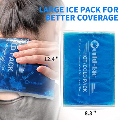 Extra Large Gel Ice Pack for Injuries – Reusable Hot & Cold Compress for Back, Shoulder, Knee & Neck Pain Relief, Long-Lasting Cold, Flexible Therapy Pack, Post-Surgery Recovery, 12.4" x 8.3" - style: 12.4" x 8.3" 1 pack
