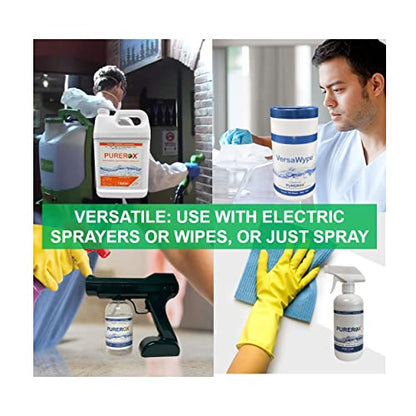 PUREROX Disinfectant. Sports and Fitness. Eliminate 99.9999% MRSA, Bloodborne Pathogens, Viruses, HIV, Bacteria, Athlete Foot Fungus. Anywhere in Gym, Fitness Center. No Residue. Suitable All Surfaces