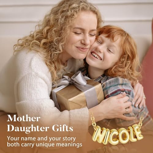 M MOOHAM Mothers Day Gifts - Custom Name Necklace 14K Gold Plated Necklace Personalized Monogram Pendant Name Necklaces for Women Trendy Jewelry Gifts for Women Mom Her Birthday Gifts - style: Layla