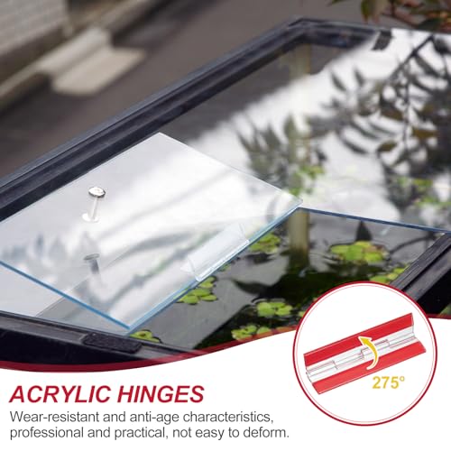 MECCANIXITY Small Acrylic Hinges Plastic Self-Adhesive Clear Hinge 100 x 42mm Continuous Piano Folding Hinges for Aquarium Lid Crafts Display Stand Pack of 2 Transparent - size: 100 x 42mm