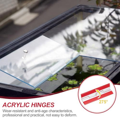 MECCANIXITY Small Acrylic Hinges Plastic Self-Adhesive Clear Hinge 100 x 42mm Continuous Piano Folding Hinges for Aquarium Lid Crafts Display Stand Pack of 2 Transparent - size: 100 x 42mm