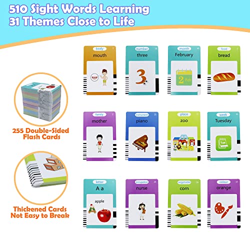 MAYAPHILOS 510 Words Alphabet Talking Flash Cards for 3-8 Years Toddlers, Educational Learning Interactive Toy for Boys Girls Kids Birthday Gifts, Preschool Montessori Speech Therapy Autism Toys Blue - size: 510 Words English (Blue)