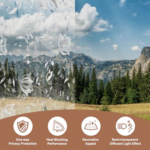 uxcell Window Privacy Film, 78.7 x 7.9 Inch Frosted Glass Window Film, Static Cling Non-Adhesive Reusable Door Coverings 3D Flower Pattern for Bathroom Home Living Room, Clear - size: 78.7 x 7.9 Inch