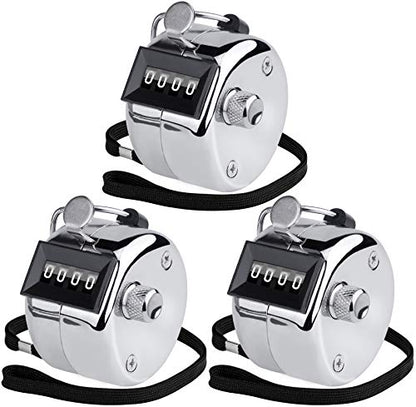 KTRIO Metal Handheld Tally Counter, 4-Digit Mechanical Clicker | Battery-Free Counter, 4-Digit Display, Durable Metal Casing, Portable Finger Ring, Multi-Use Clicker - style: 3 Pack