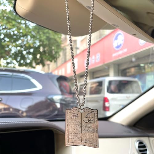 Islam Car Hanging Quran AYATUL KURSI Yaseen Travel Dua/Dua al safar Stainless Steel car Pendant