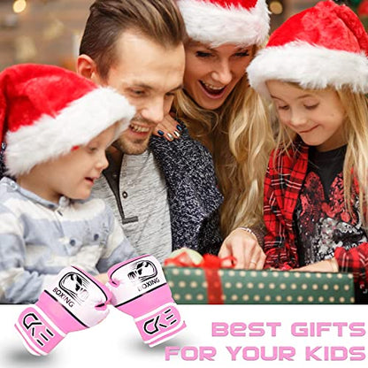 CKE Kids Boxing Gloves for Kids Boys Girls Junior Youth Toddlers Age 5-12 Years Training Boxing Gloves for Punching Bag Kickboxing Muay Thai - color: PINK