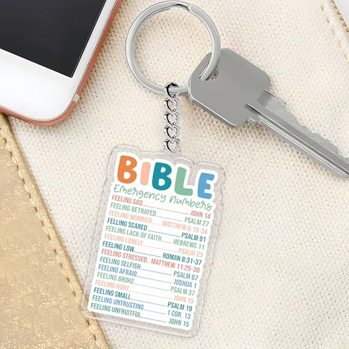 Bible Emergency Numbers Keychains 2 Inches Funny Christian Religious Bible Verse, Keychain for Keys, Handbags, Backpacks, Suitcases, Keyrings, Acrylic Material DIY Accessories Gifts for Friends Mom
