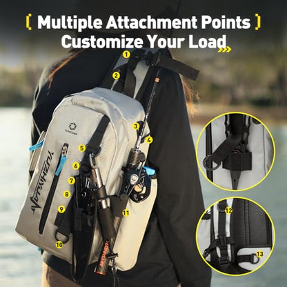Small Fishing Bag with Rod Strap, Portable & Lightweight, Fish Small Tackle bag – Fits Tackle Boxes & Gear,Move Freely, Cast Smoothly - Fishing Gifts for Men - color: Light Gray