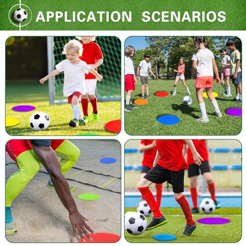 Poly Spot Markers 4 inch/9 inch Non-Slip Rubber Agility Training Markers Floor Dots Flat Field Cones for Football, Soccer, Basketball, School Exercise Drills, Dance Practice - style: 4 inch 24 Pcs (TPE)
