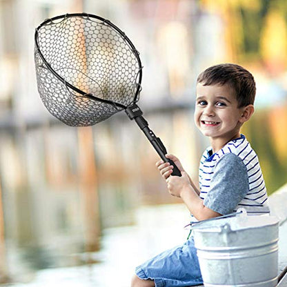 PLUSINNO Fly Fishing Net, Bass Trout Landing Net, Folding Fishing Nets Fresh Water, Safe Fish Catching or Releasing - color: 16 x 13 Hoop Size (28Extend Length)