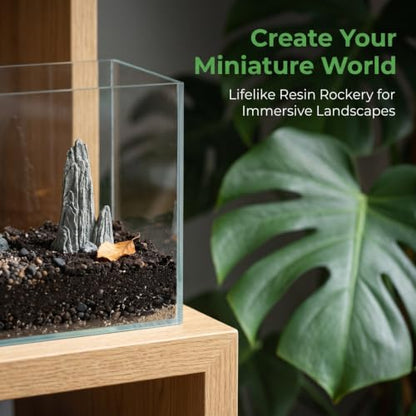 Veemoon 14 Pcs Miniature Rockery Ornaments, 1.69 Inch Grey Resin Stone, Fish Tank Aquarium Fairy Garden Bonsai Terrarium Landscape Decor