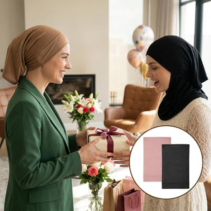 2 Pcs Hijab Undercap Undercaps for Hijab No Slip Under Scarf Hijabs Cap Hijabs Caps for Women Muslim Under Cap Inner Unders Scarf Hat Turban for Turban Tube Neck Cover Black, Khaki