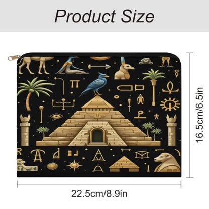 Ancient Egyptian Makeup Bag for Women, Cosmetic Pouch Travel Toiletry Organizer Bag 8.9"x6.5" Polyester - color: Ancient Egyptian