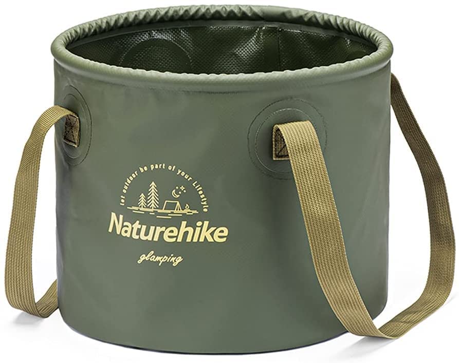 Naturehike Multifunctional Collapsible Water Basin, Folding Tub, Portable Bin, Lightweight Foldable Bucket with Handles for Camping, Dish Washing, Laundry, Fishing, Hiking - color: Army Green