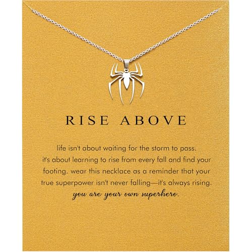 Dainty Silver Necklace for Women - Ankh Jesus Horse Celtic Cross Necklace for Women, Dainty Charm Spider Christian Gifts for Friends Sister Mom, Birthday, Christmas, Mother's Day, Graduation Gifts - style: Spider