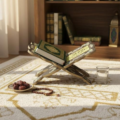 Wooden Book Stand Bible Quran Book Holder Display Rack Ramadan Shelf for Islamic Muslim Prayer Eid Ramadan Party Supplies - color: Black