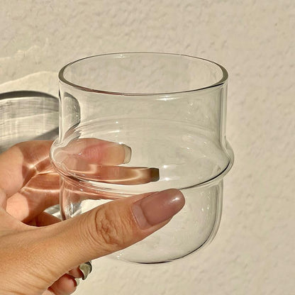 2 pcs Borosilicate Tumblers, Coffee Cup Milk Cup, Clear, 250ml, Heat Resistant Hot and Cold Water Drinking Jar U-yd - color: Clear/White