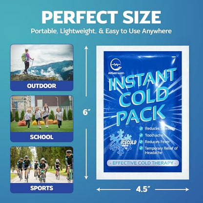 25 Pack Instant Ice Packs for Injuries, Disposable First Aid Cold Packs | No Freezer Needed, 6"x4.5" Instant Cold Packs for Injuries, Disposable Ice Packs for Kids, Postpartum Cold Compress - size: 25 Pack (6" x 4.5")