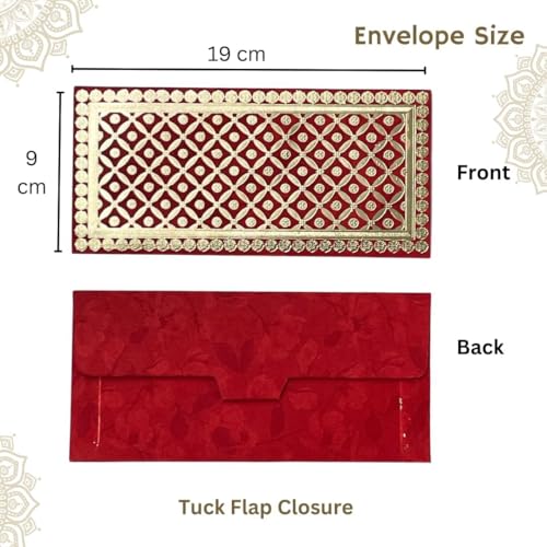 Metallic Paper Shagun Envelopes for Gifting Cash Sagan Lifafa Wedding, 19 X 9 cm, Multicolored 4 (pack of 4) - Royal Mosiac Design