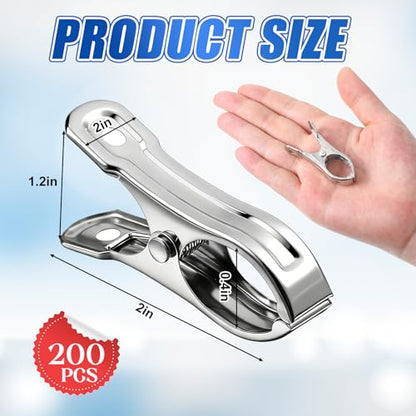 200Pcs Stainless Steel Garden Clips, Large Open Metal Clamps for Greenhouse Hoops, 2" Fix Plant Cover Shade Cloth Netting Tarp, Tight Grip Weatherproof Gardening Supplies