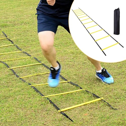 Agility Ladder - Speed Training Equipment Workout Tool, Footwork Exercise Gear Kit, Portable Duraable Practice Training Set with Carry Bag | Fitness Conditioning Ladder for Gym Outdoor Baseball Sports