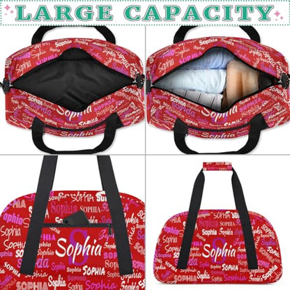 Custom Named Dance Ballet Bag Girls, Weekend Sports Travel Bag, Red | Gym Bag Sports Travel Carry On Duffle Bag - color: Color 13