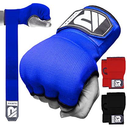 Slip on Boxing Hand Wraps Padded Thick Knuckle Inner Gloves 36 inches Elastic Wrist Strap Quick Wrap Under Mitts for Martial Arts, Muay Thai, MMA, Kickboxing Men Womem - color: Blue, size: Small