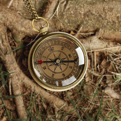 Compass with Stamped Wooden Case - style: Style 3