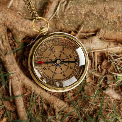 Compass with Stamped Wooden Case - style: Style 3