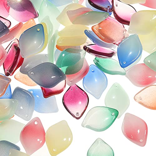 LiQunSweet 100 Pcs 9 Colors Luminous Lampwork Glass Crystal Charm Lily Flower Floral Petal Petaline Charms for Jewelry Making Hair Ornament - color: Flower Floral Charms_9 Colors