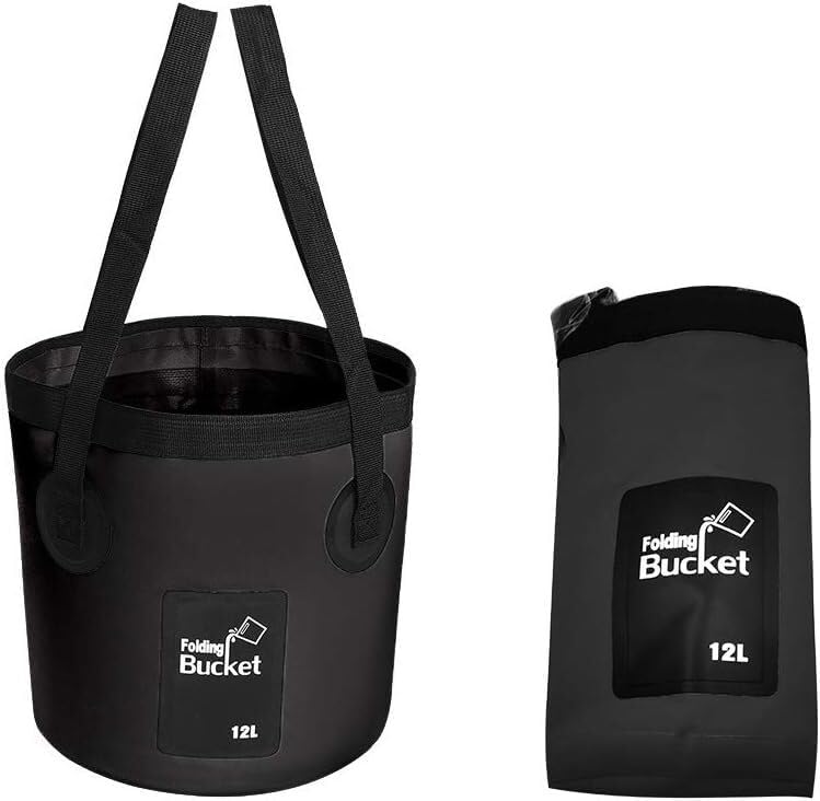 Collapsible Bucket with Handle, Multifunctional Foldable Water Container for Camping, Hiking, Traveling, Fishing, Washing, Gardening, Waterproof, Durable, Lightweight, Black - color: Sfvblack