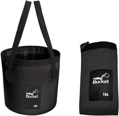 Collapsible Bucket with Handle, Multifunctional Foldable Water Container for Camping, Hiking, Traveling, Fishing, Washing, Gardening, Waterproof, Durable, Lightweight, Black - color: Sfvblack