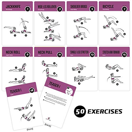 NewMe Fitness Pilates Workout Cards, Instructional Fitness Deck for Women & Men, Beginner Fitness Guide to Training Exercises at Home or Gym - style: Pilates