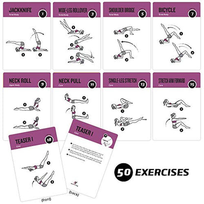NewMe Fitness Pilates Workout Cards, Instructional Fitness Deck for Women & Men, Beginner Fitness Guide to Training Exercises at Home or Gym - style: Pilates