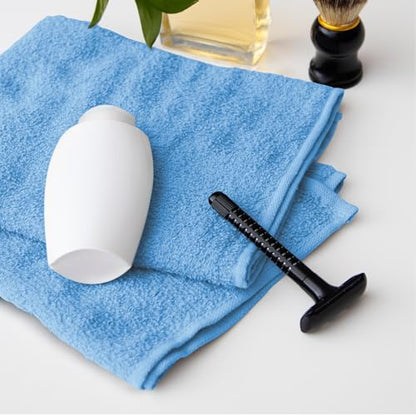 Avalon Towels Salon Towel - Sky Blue Hand Towels Bulk Pack of 24 - 100% Cotton Absorbent Spa, Facial & Gym Towel for Working Out - 16x27 Inches (Not Bleach Proof) - color: Skyblue