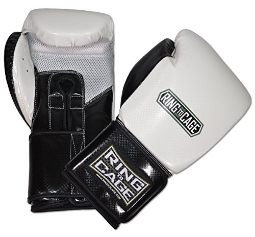 Mexican-Style GelTech Training Gloves with Mesh-Palm - Hook&Loop or Lace-up - style: Black/White Synthetic-Leather Mesh Palm - Lace-up